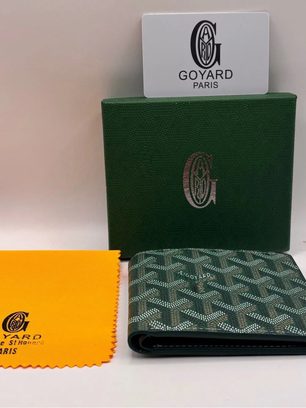 Goyard Green Goyardine Men's Bifold Card Holder Wallet